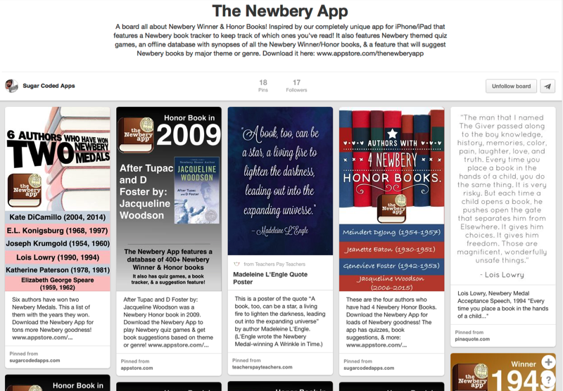 Follow the Newbery Boad on Pinterest. Inspired by our app! 