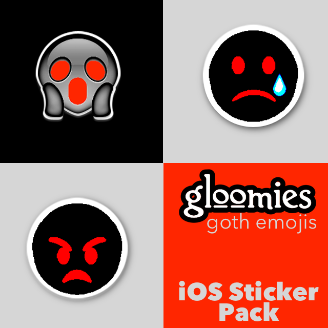 Gloomies goth emoji sticker pack for iOS10 iMessage!