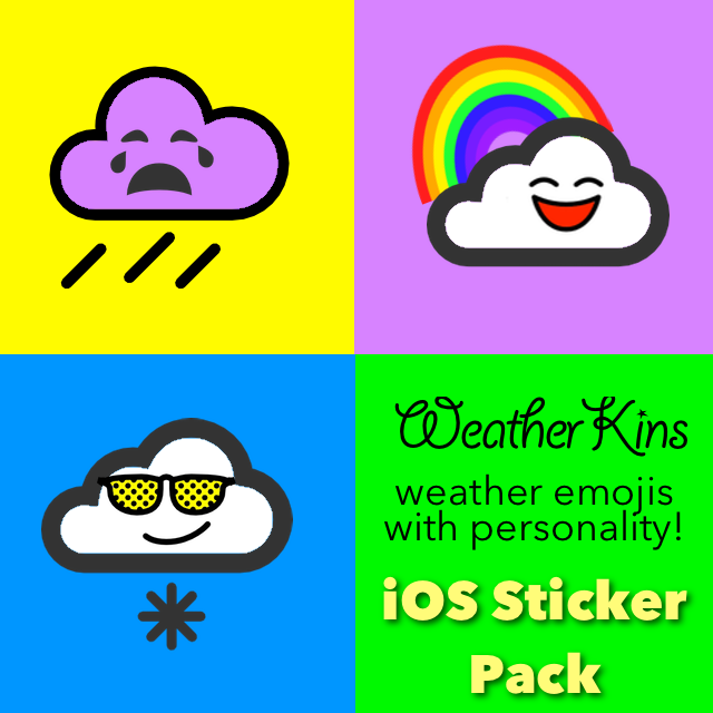 Weatherkins, weather emoji stickers will real personality! iOS iMessage sticker app.